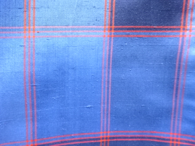  アンティーク　格子織り出し手織り節紬着物アンサンブル